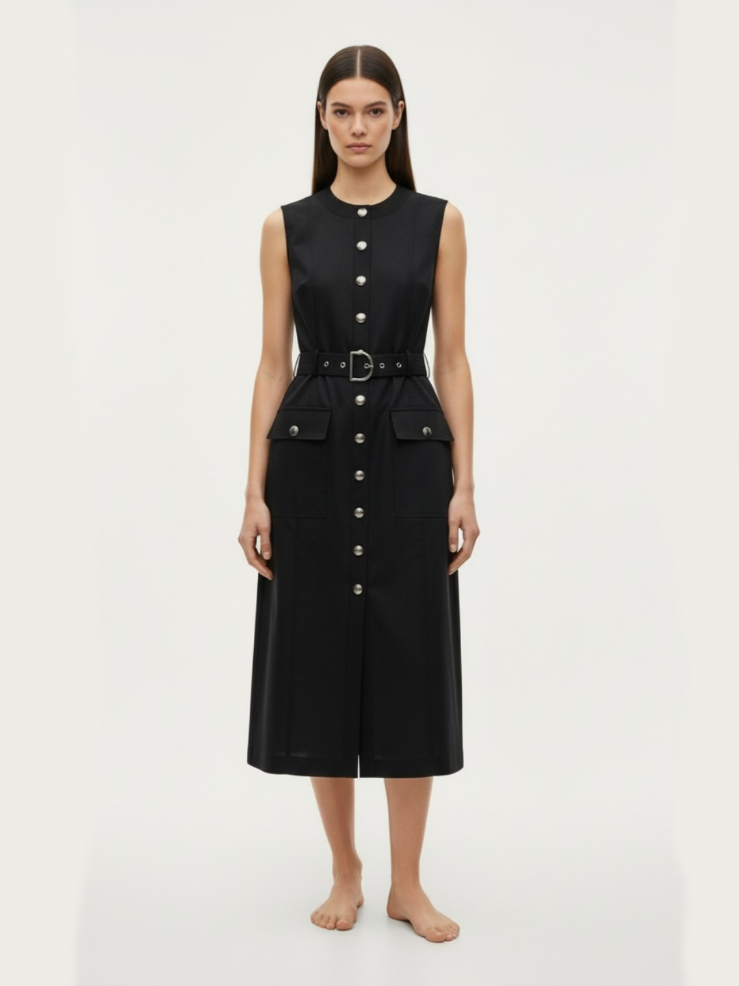 SAVOT Sleeveless Midi Dress Black