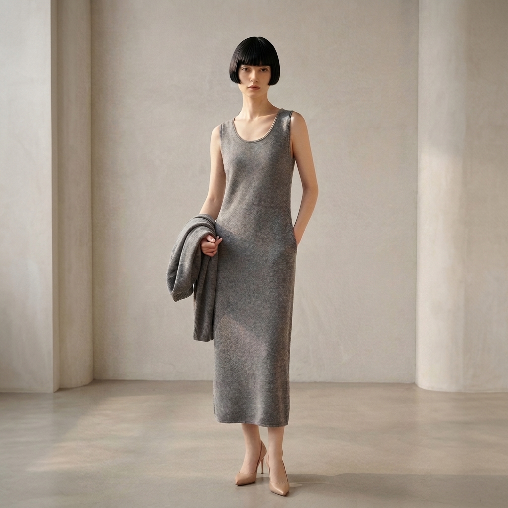 SAVOT Grey Merino Wool Knit dress