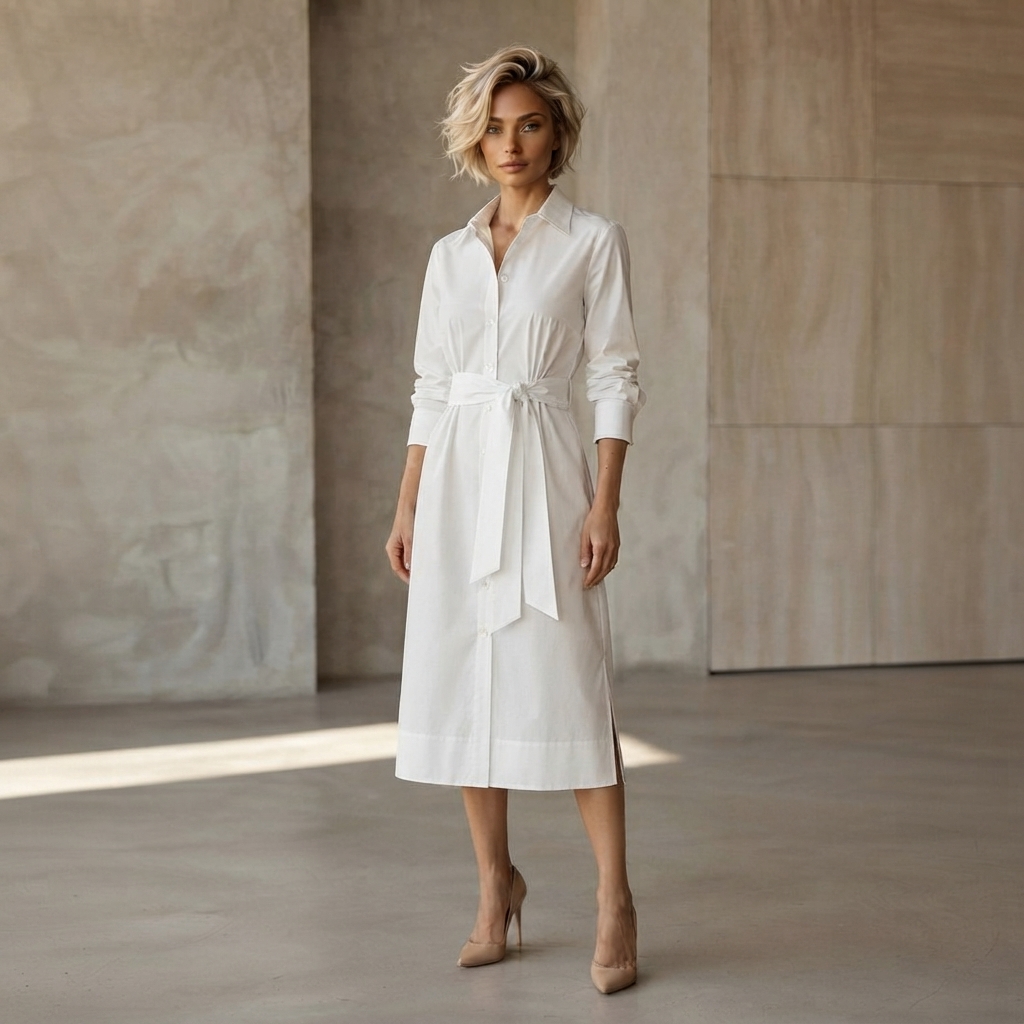 SAVOT White Poplin Shirtdress